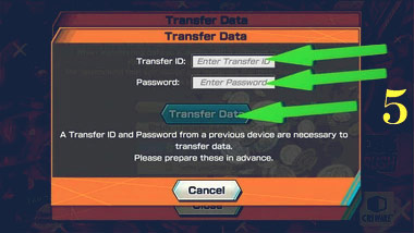Enter Transfer ID and Password